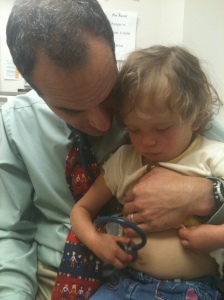 The Bean and her pediatrician (not a photo from the hospital last night)